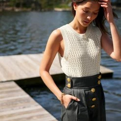 White + Warren Cotton Mesh Tank