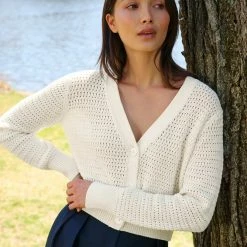 Top 10 😉 White + Warren Cotton Cropped Mesh Cardigan ✨ 11 White + Warren Cotton Cropped Mesh Cardigan