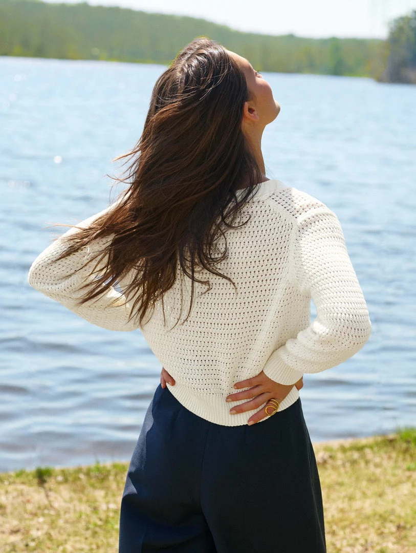 Top 10 😉 White + Warren Cotton Cropped Mesh Cardigan ✨ 7 White + Warren Cotton Cropped Mesh Cardigan
