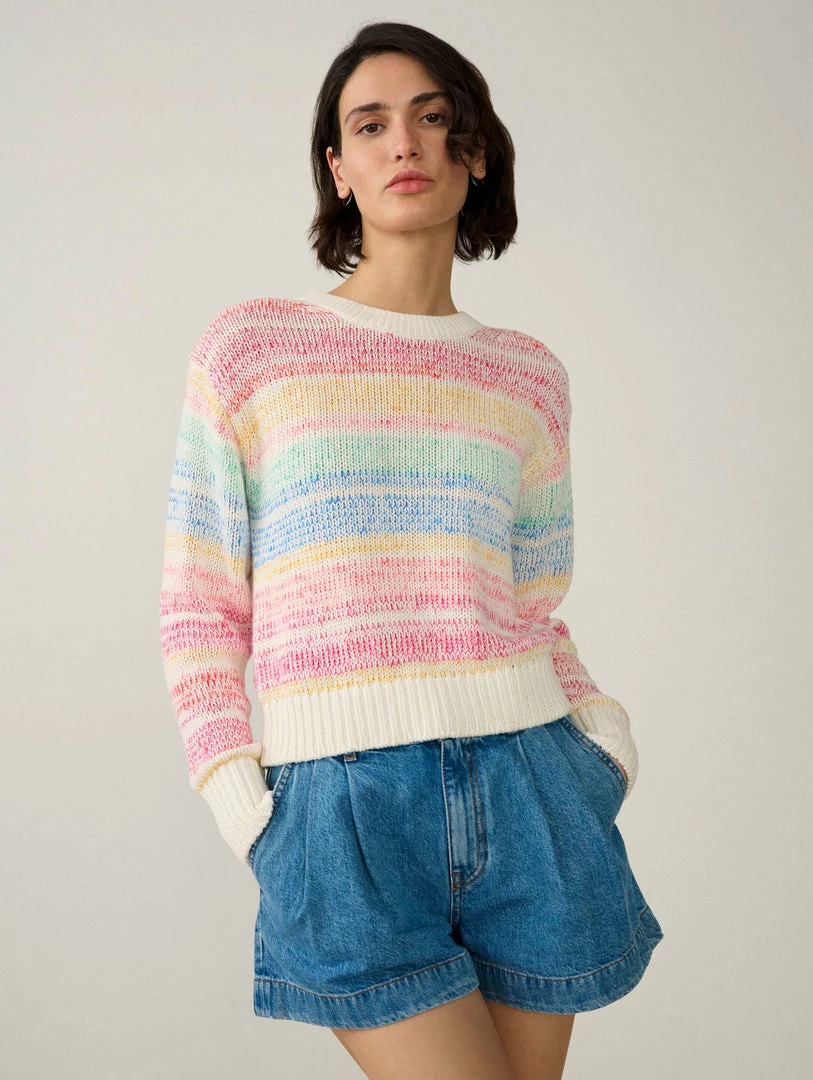 Deals 🎁 White + Warren Cotton Marled Striped Crewneck 🎉 1 White + Warren Cotton Marled Striped Crewneck