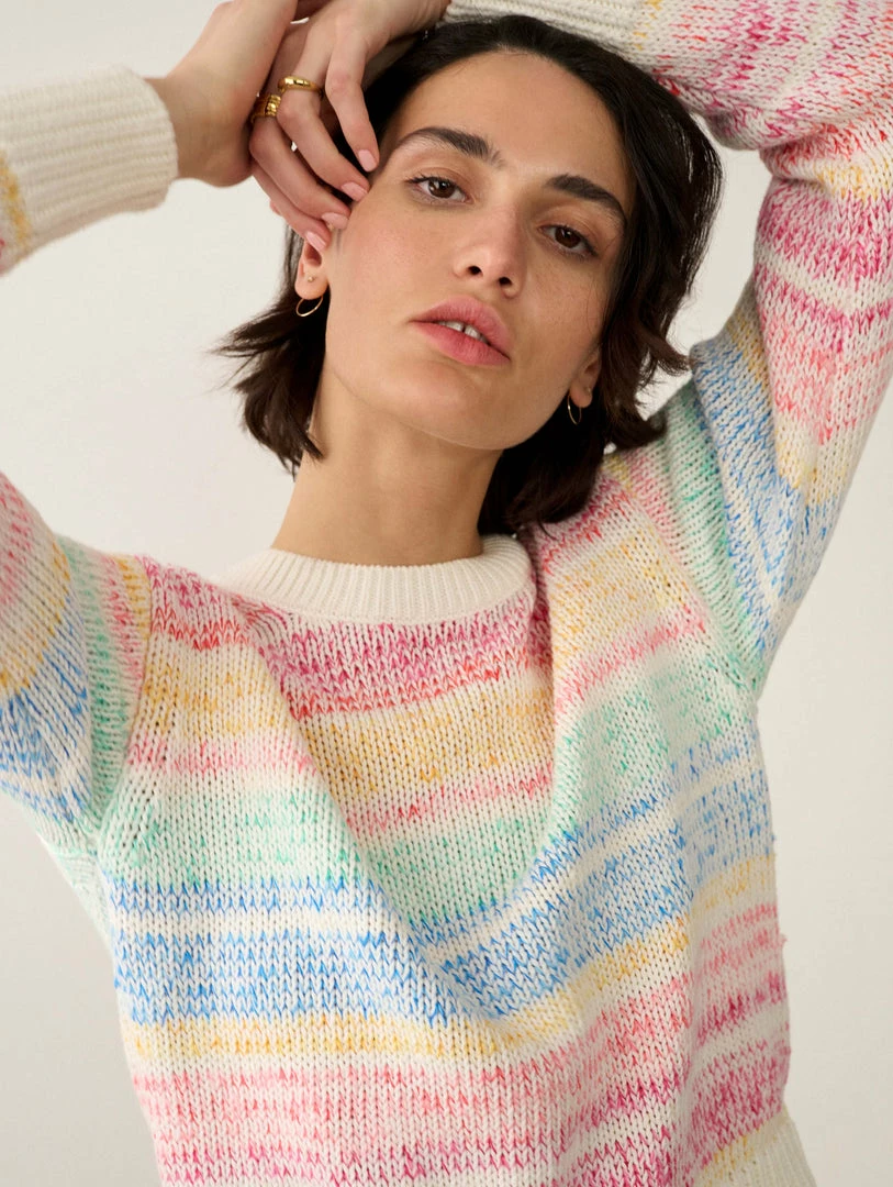 Deals 🎁 White + Warren Cotton Marled Striped Crewneck 🎉 5 White + Warren Cotton Marled Striped Crewneck