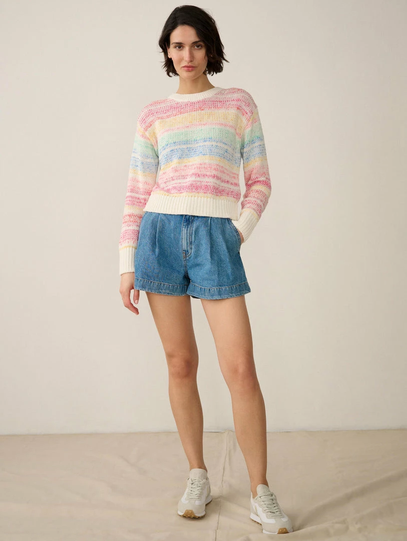 Deals 🎁 White + Warren Cotton Marled Striped Crewneck 🎉 3 White + Warren Cotton Marled Striped Crewneck