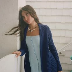 White + Warren Cotton Mesh Open Cardigan