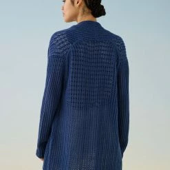 White + Warren Cotton Mesh Open Cardigan