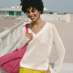 Brand new 🤩 White + Warren ☀️ Summer Staples Cotton Mesh V Neck 👏 9 White + Warren Summer Staples Cotton Mesh V Neck