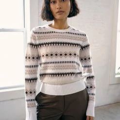 White + Warren Pattern Shop Cashmere Fair Isle Crewneck