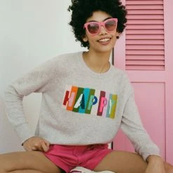 Promo 💯 White + Warren Cashmere Happy Sweatshirt 🔔 8 White + Warren Cashmere Happy Sweatshirt