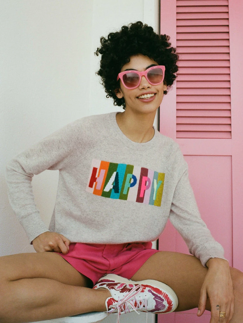 Promo 💯 White + Warren Cashmere Happy Sweatshirt 🔔 3 White + Warren Cashmere Happy Sweatshirt