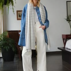 White + Warren Pattern Shop Cashmere Striped Travel Wrap