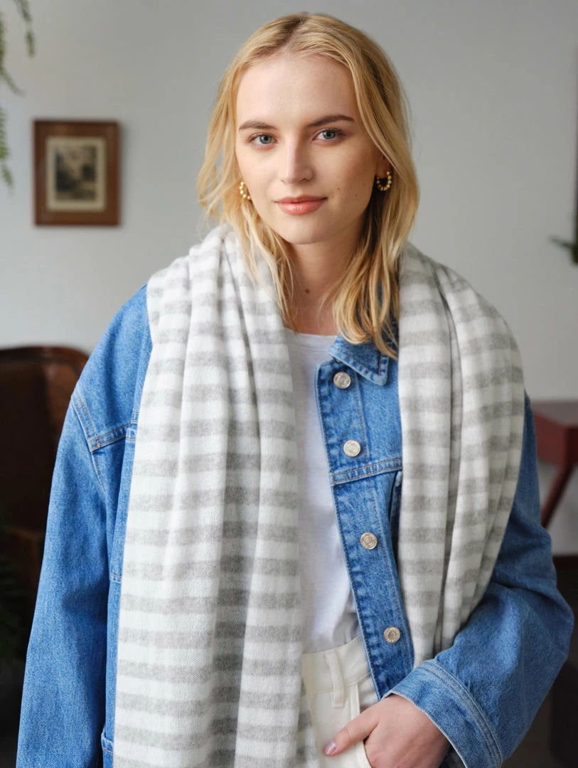 Buy 😍 White + Warren Pattern Shop Cashmere Striped Travel Wrap 🔔 1 White + Warren Pattern Shop Cashmere Striped Travel Wrap