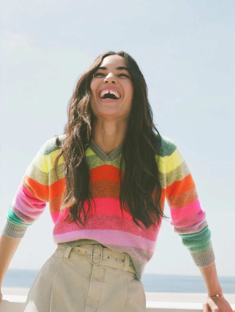 Brand new ๐ White + Warren Cashmere Rainbow Striped Hoodie Best-Sellers ๐ 2 White + Warren Cashmere Rainbow Striped Hoodie Best-Sellers