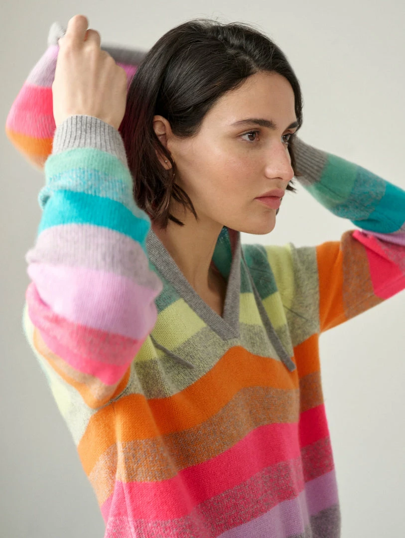 Brand new ๐ White + Warren Cashmere Rainbow Striped Hoodie Best-Sellers ๐ 3 White + Warren Cashmere Rainbow Striped Hoodie Best-Sellers