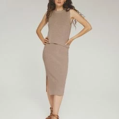 White + Warren Cotton Silk Pencil Skirt