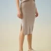 White + Warren Cotton Silk Pencil Skirt