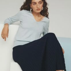 White + Warren Color Shop Cotton Silk V Neck