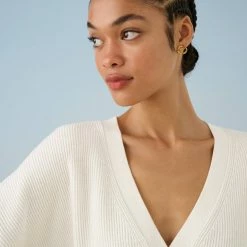 White + Warren Sweaters Cotton Silk Ribbed Ballet Top
