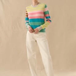 Promo 🎉 White + Warren Cashmere Mixed Stripe Crewneck 😉 7 White + Warren Cashmere Mixed Stripe Crewneck