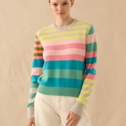 White + Warren Sales 28 White + Warren Cashmere Mixed Stripe Crewneck
