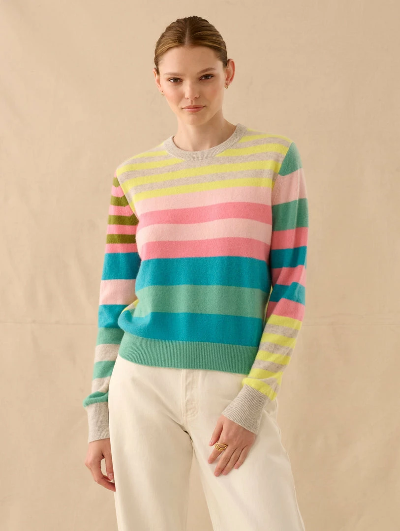 Promo 🎉 White + Warren Cashmere Mixed Stripe Crewneck 😉 1 White + Warren Cashmere Mixed Stripe Crewneck