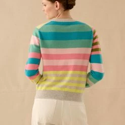 Promo 🎉 White + Warren Cashmere Mixed Stripe Crewneck 😉 9 White + Warren Cashmere Mixed Stripe Crewneck