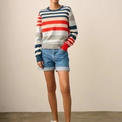 Wholesale 🎉 White + Warren Cashmere Mixed Stripe Crewneck Best-Sellers 🎁 10 White + Warren Cashmere Mixed Stripe Crewneck Best-Sellers