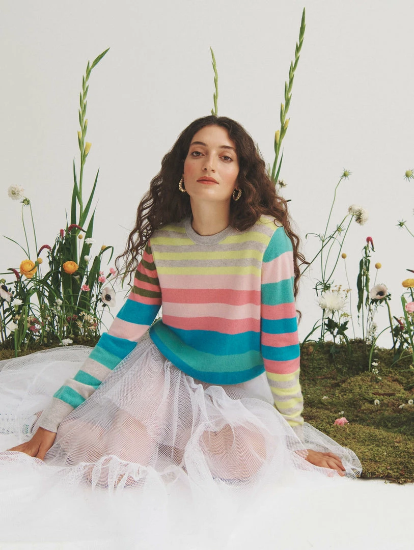 Promo 🎉 White + Warren Cashmere Mixed Stripe Crewneck 😉 2 White + Warren Cashmere Mixed Stripe Crewneck