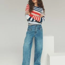 Wholesale 🎉 White + Warren Cashmere Mixed Stripe Crewneck Best-Sellers 🎁 11 White + Warren Cashmere Mixed Stripe Crewneck Best-Sellers