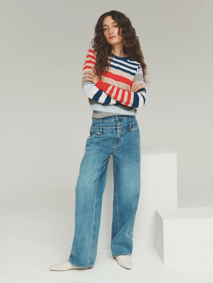 Wholesale 🎉 White + Warren Cashmere Mixed Stripe Crewneck Best-Sellers 🎁 5 White + Warren Cashmere Mixed Stripe Crewneck Best-Sellers