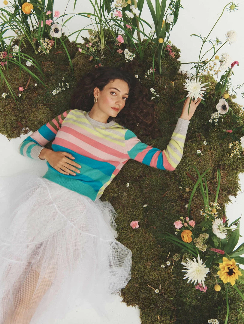 Promo 🎉 White + Warren Cashmere Mixed Stripe Crewneck 😉 4 White + Warren Cashmere Mixed Stripe Crewneck